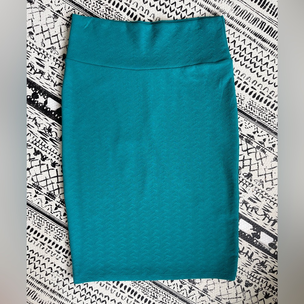 Lularoe EUC Cassie Teal Pencil Skirt Size Small